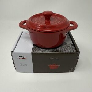 Staub Mini Round Cocotte 10cm Cherry Red Ceramic 0.25 Qt Casserole Pan Dish